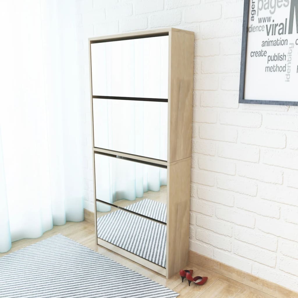 Mode Shoe Rack Oak Engineered wood, Mirror  Shoe Rack