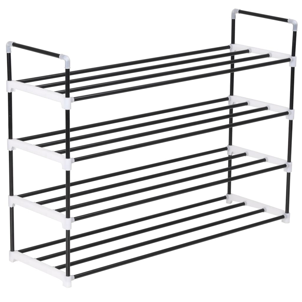 Loft Shoe Rack Black Metal Rectangular 4 Tiers