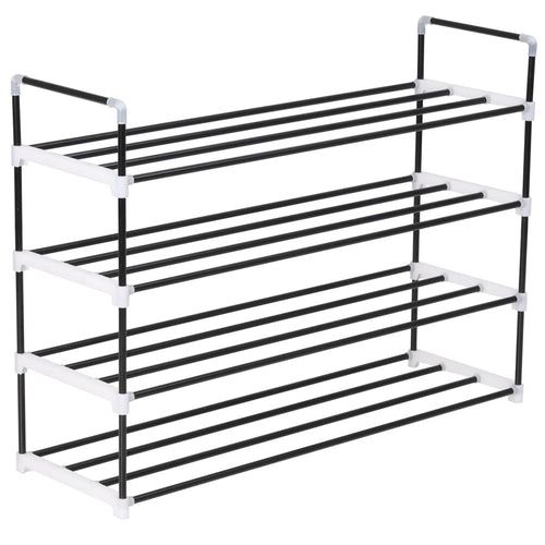 Loft Shoe Rack Black Metal Rectangular 4 Tiers