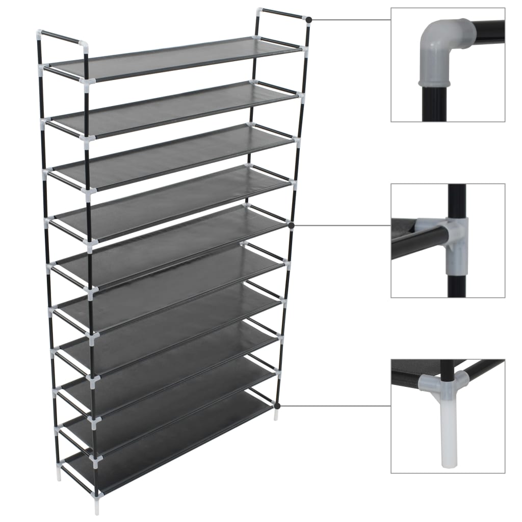 Mode Shoe Rack Black Metal 4 Tall 14 Tiers