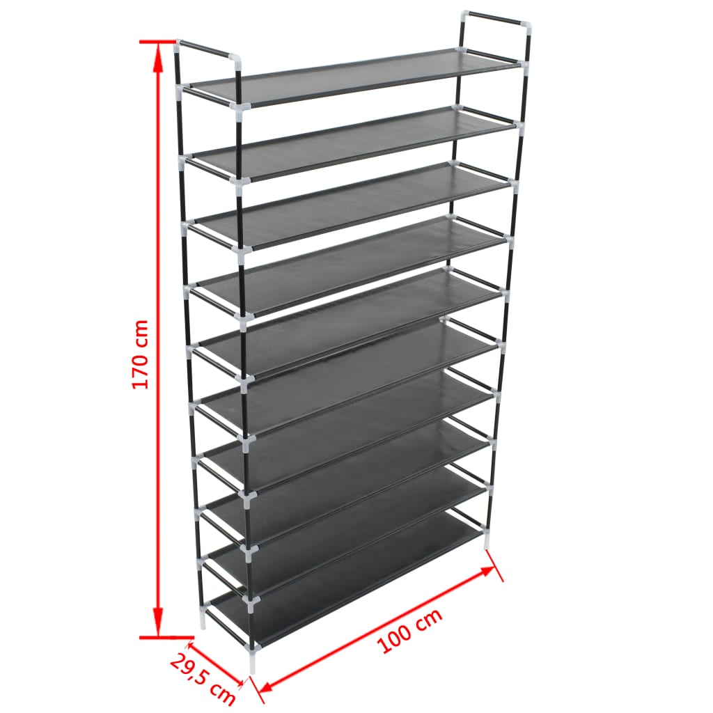 Mode Shoe Rack Black Metal 4 Tall 14 Tiers