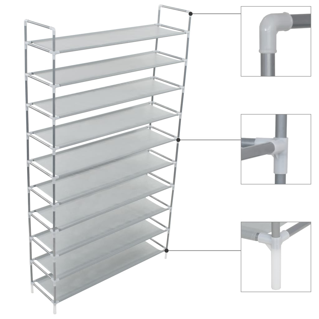 Mode Shoe Rack Black Metal 4 Tall 14 Tiers