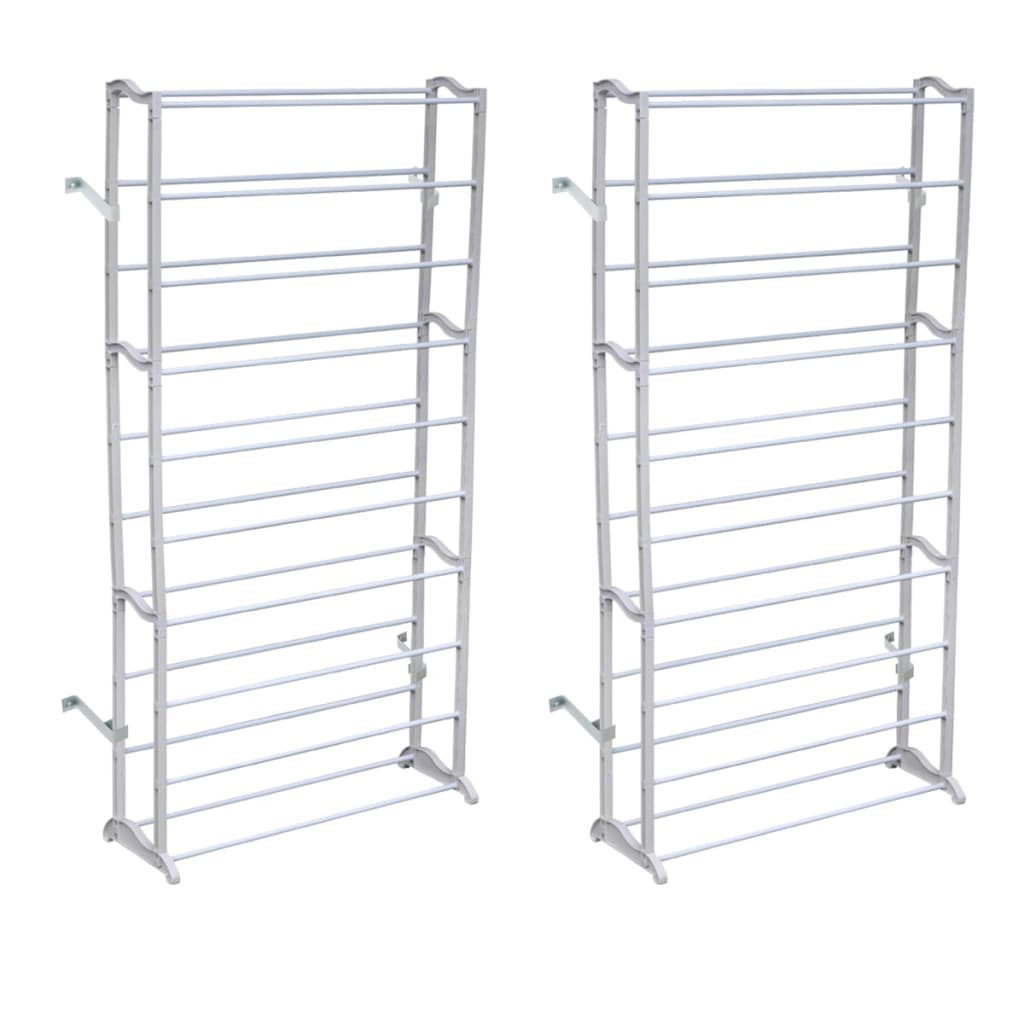 Mode Shoe Rack Set Of 2 Gray Polypropylene Light Weight 12 Tiers