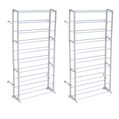 Mode Shoe Rack Set Of 2 Gray Polypropylene Light Weight 12 Tiers