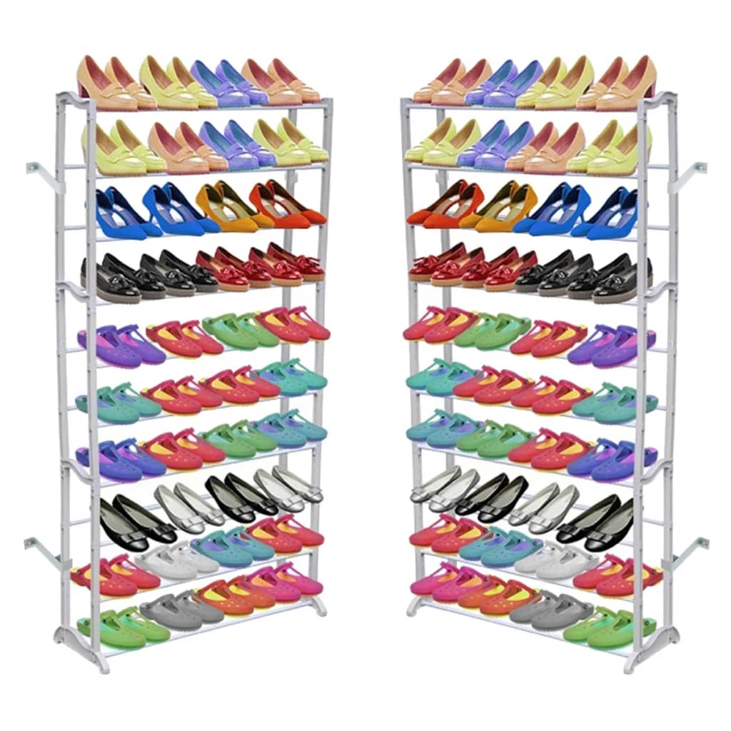Mode Shoe Rack Set Of 2 Gray Polypropylene Light Weight 12 Tiers