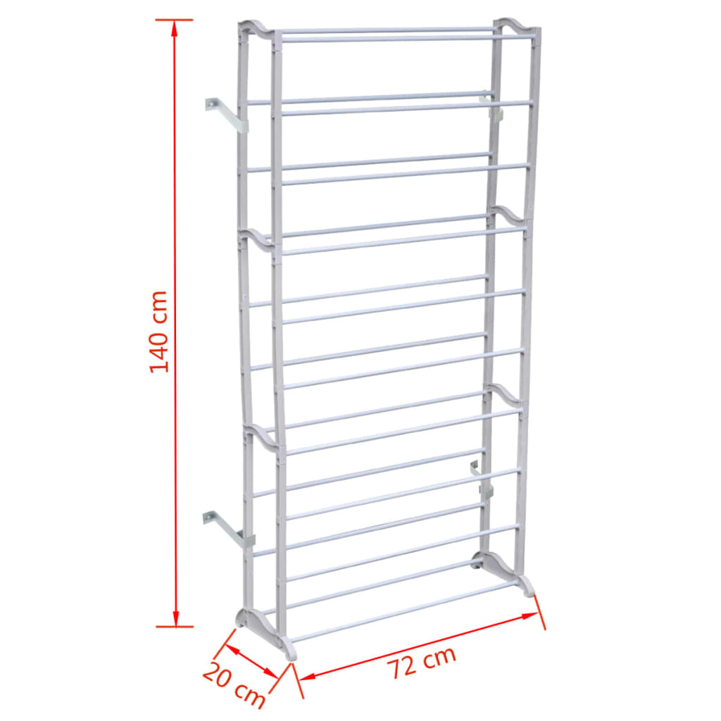 Mode Shoe Rack Set Of 2 Gray Polypropylene Light Weight 12 Tiers