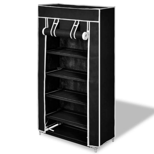 Mode Shoe Rack Fabric & Powder-Coated Steel 6 Tiers Tall & Narrow