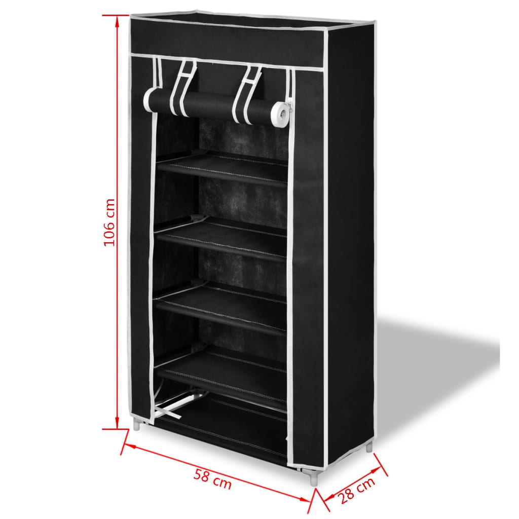 Mode Shoe Rack Fabric & Powder-Coated Steel 6 Tiers Tall & Narrow