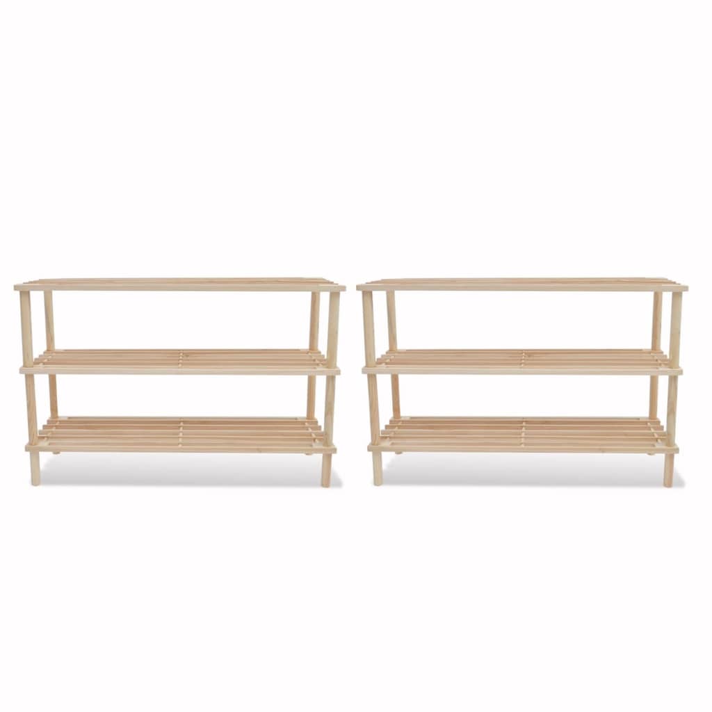 Loft Shoe Cabinet Set Of 2 Oak Wide & Long 3 Tiers