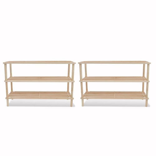 Loft Shoe Cabinet Set Of 2 Oak Wide & Long 3 Tiers
