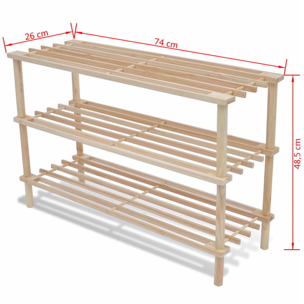 Loft Shoe Cabinet Set Of 2 Oak Wide & Long 3 Tiers