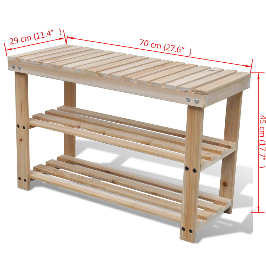 Loft Shoe Cabinet Oak Wide & Long 3 Tiers