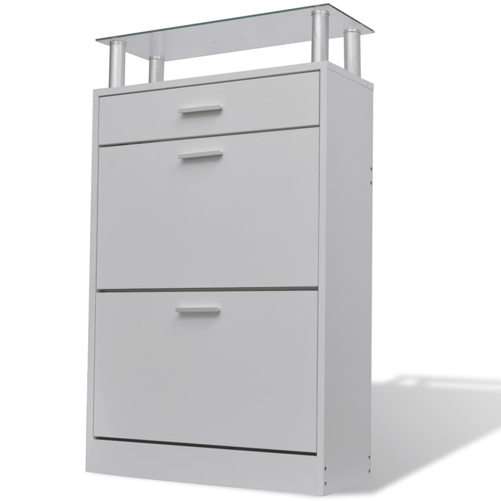 Loft Shoe Cabinet Engineered Wood 3 Drop-Down Drawers Medium Height
