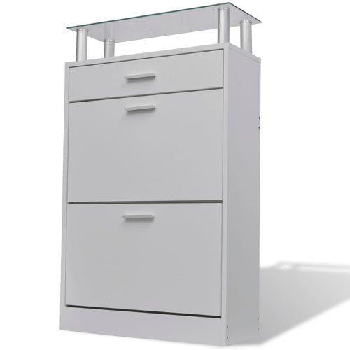 Loft Shoe Cabinet Engineered Wood 3 Drop-Down Drawers Medium Height