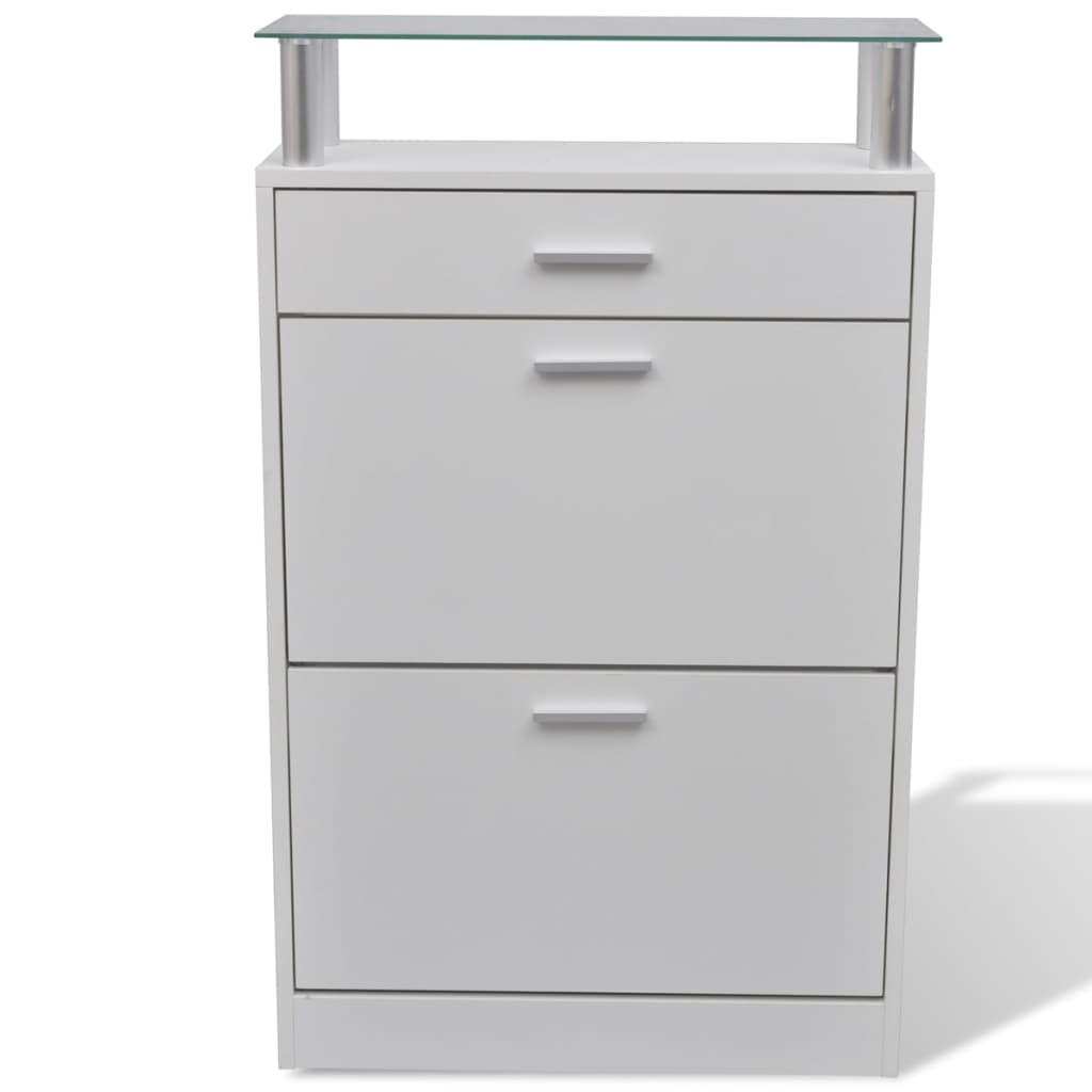 Loft Shoe Cabinet Engineered Wood 3 Drop-Down Drawers Medium Height