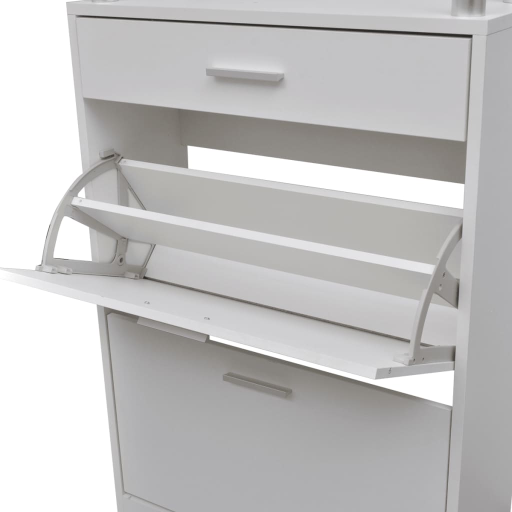 Loft Shoe Cabinet Engineered Wood 3 Drop-Down Drawers Medium Height