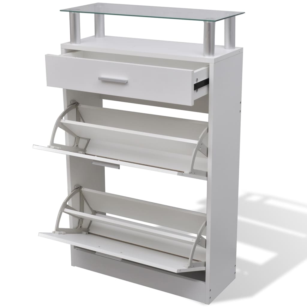 Loft Shoe Cabinet Engineered Wood 3 Drop-Down Drawers Medium Height