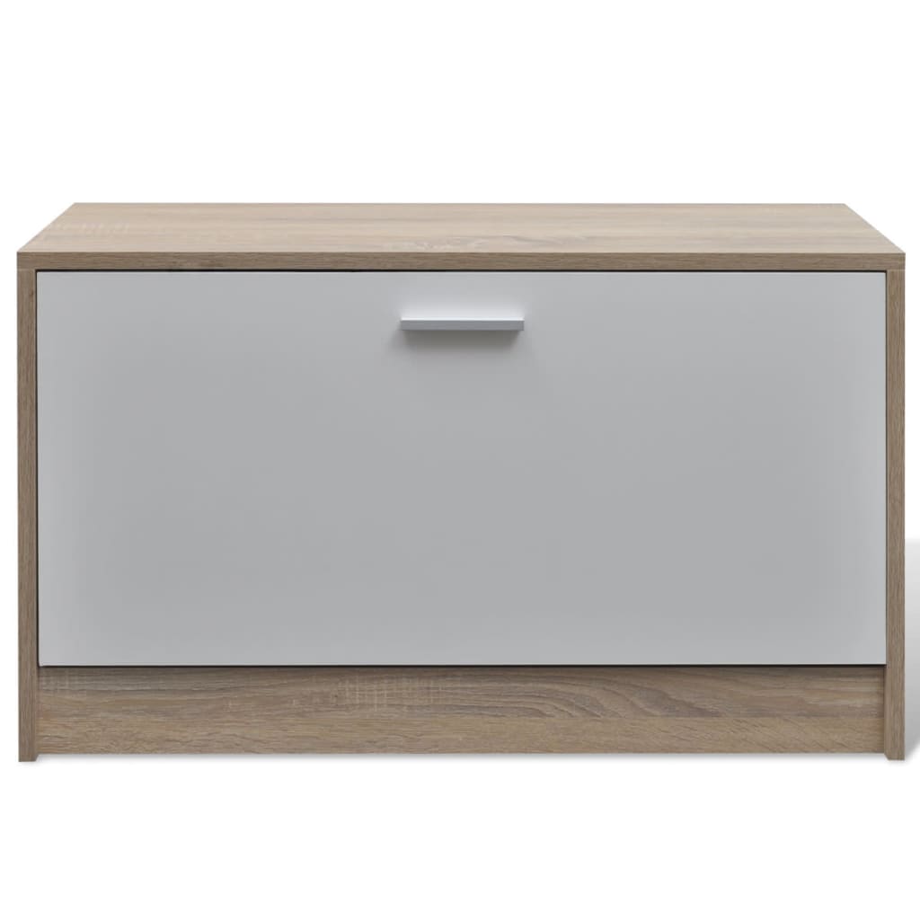 Mode Shoe Cabinet Oak and White Engineered Wood, Plastic, Aluminum Alloy