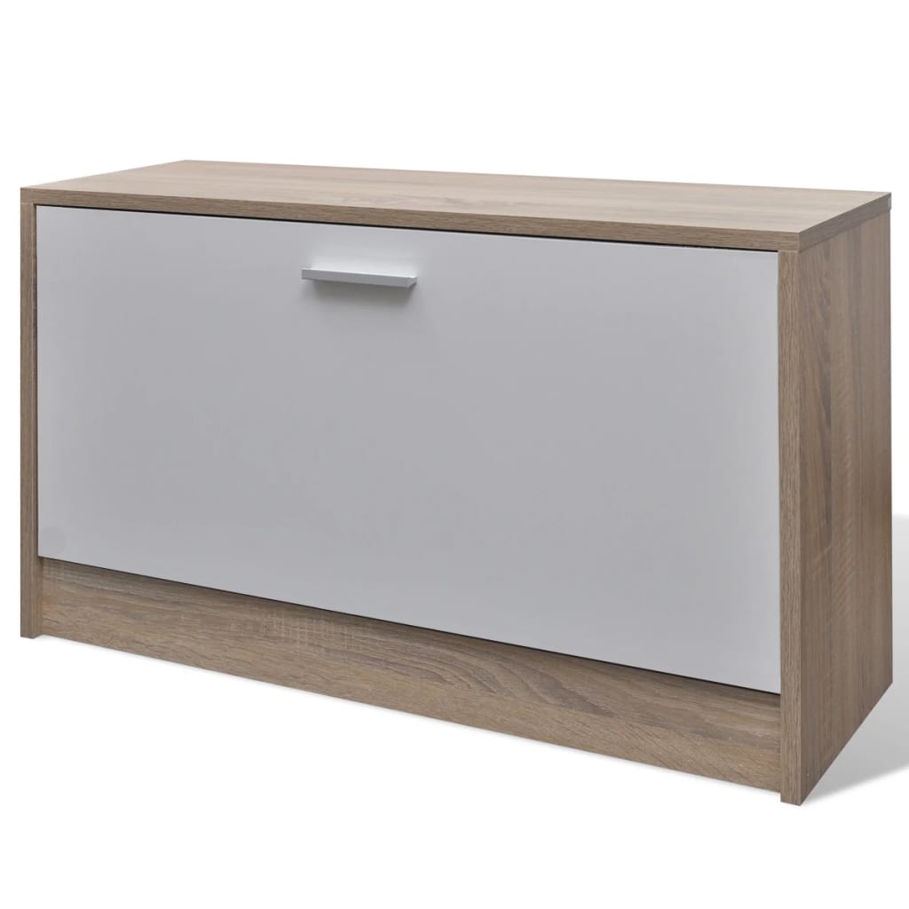 Mode Shoe Cabinet Oak and White Engineered Wood, Plastic, Aluminum Alloy