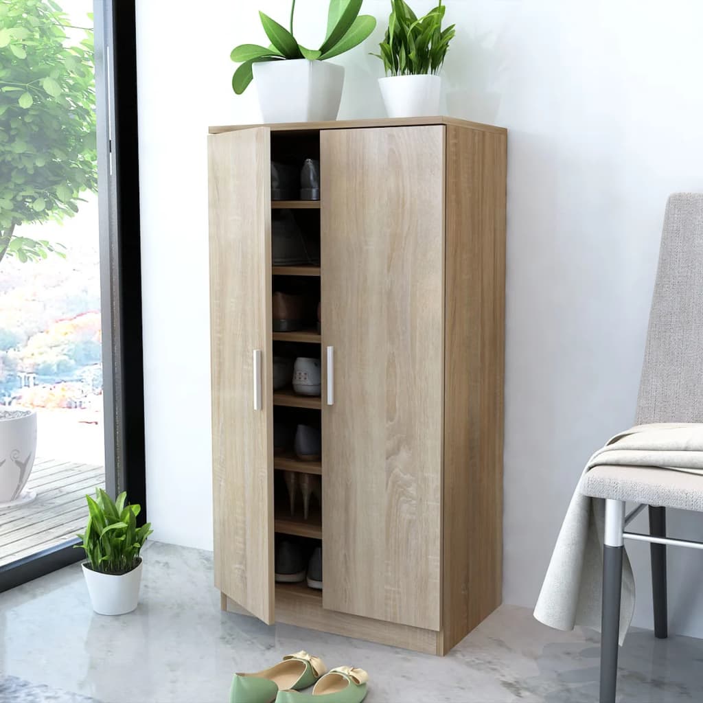Loft Shoe Rack Oak 2 Compartments Rectangular
