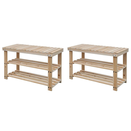 Craft Shoe Rack Set of 2 Solid Walnut 3 Tiers Rectangular