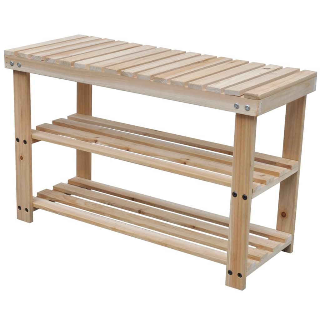 Craft Shoe Rack Set of 2 Solid Walnut 3 Tiers Rectangular