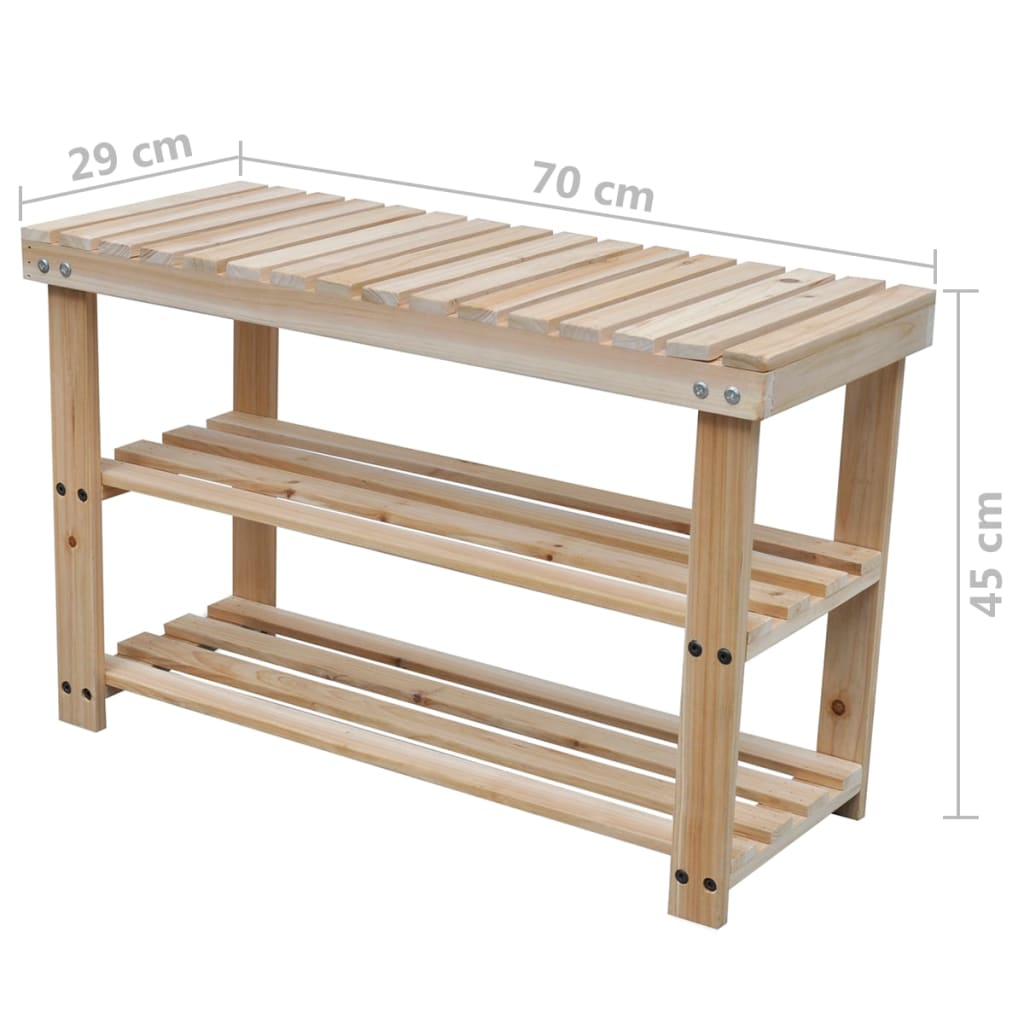 Craft Shoe Rack Set of 2 Solid Walnut 3 Tiers Rectangular