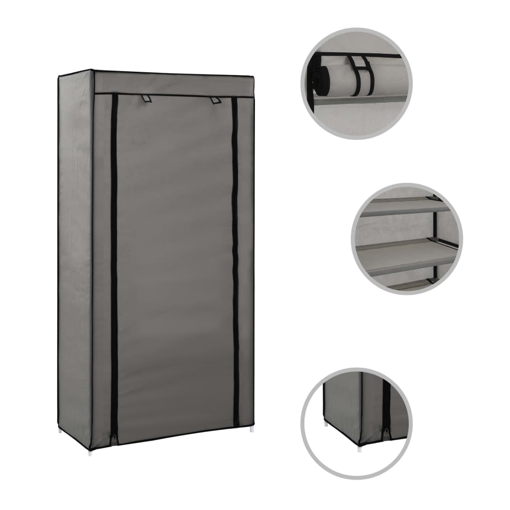 Craft Shoe Cabinet Gray Polypropylene & Iron 10 Tiers