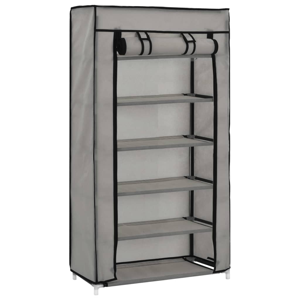 Craft Shoe Cabinet Gray Polypropylene & Iron 10 Tiers