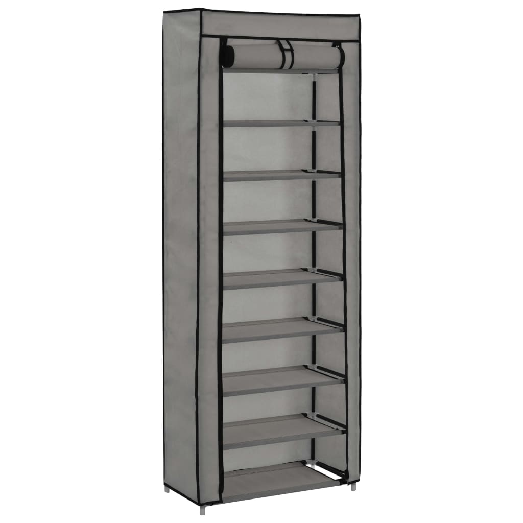 Craft Shoe Cabinet Gray Polypropylene & Iron 10 Tiers