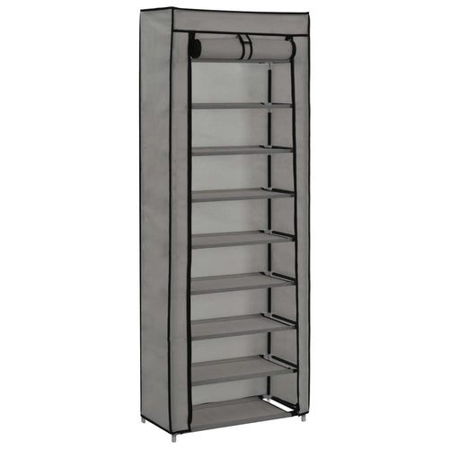 Craft Shoe Cabinet Gray Polypropylene & Iron 10 Tiers