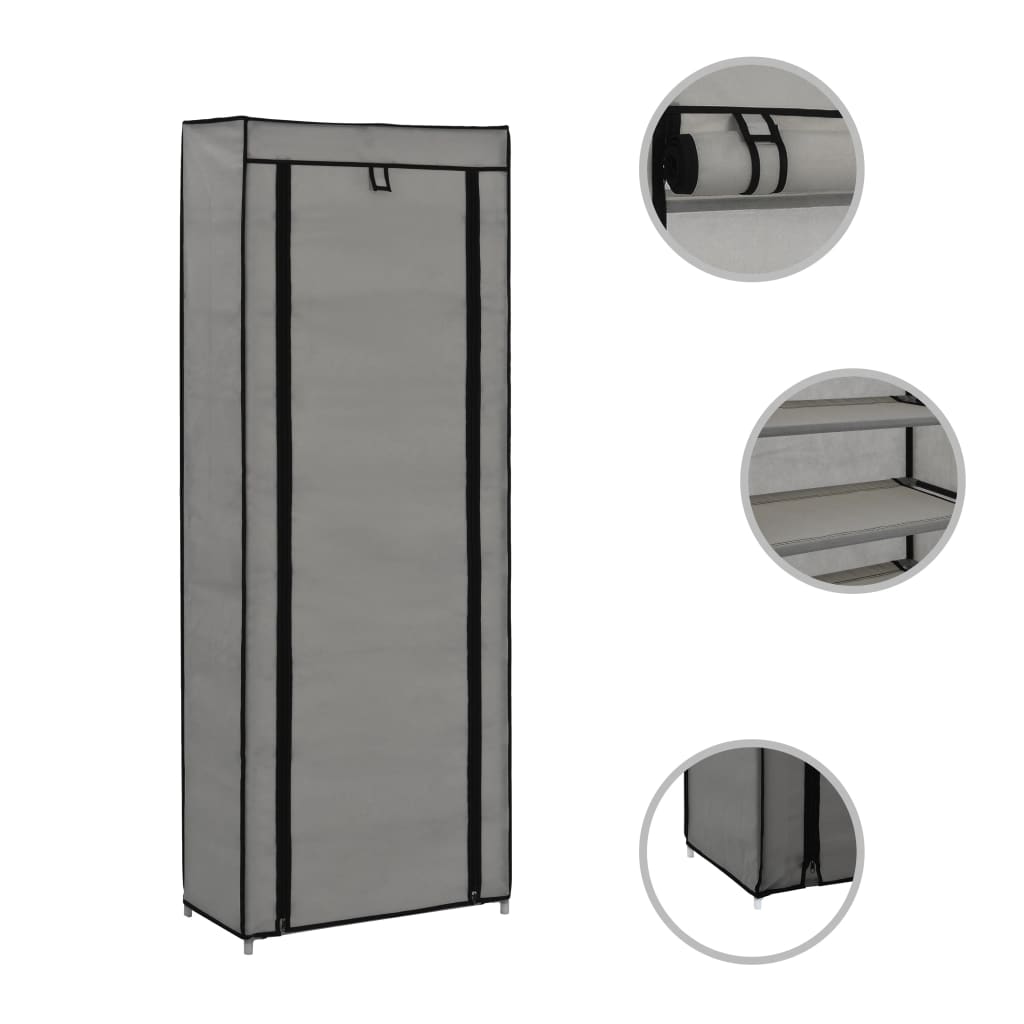 Craft Shoe Cabinet Gray Polypropylene & Iron 10 Tiers