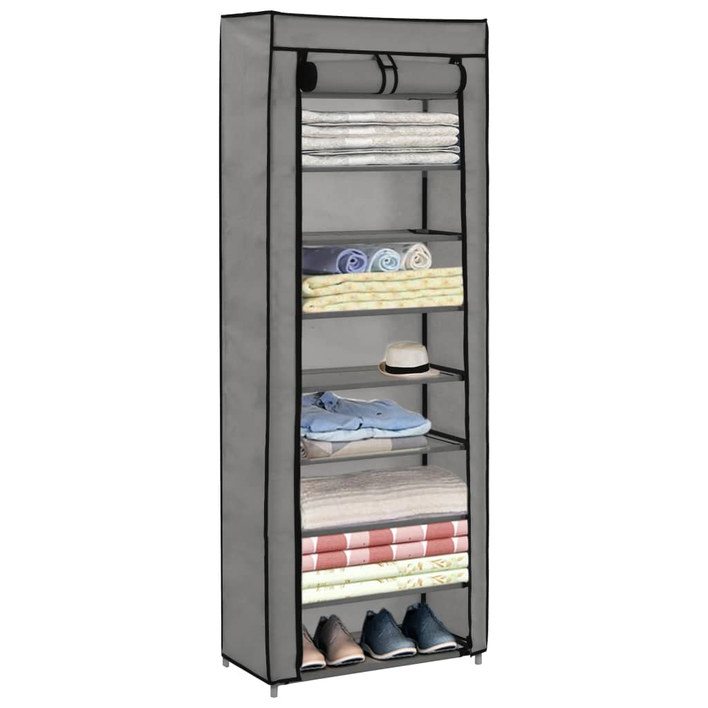 Craft Shoe Cabinet Gray Polypropylene & Iron 10 Tiers