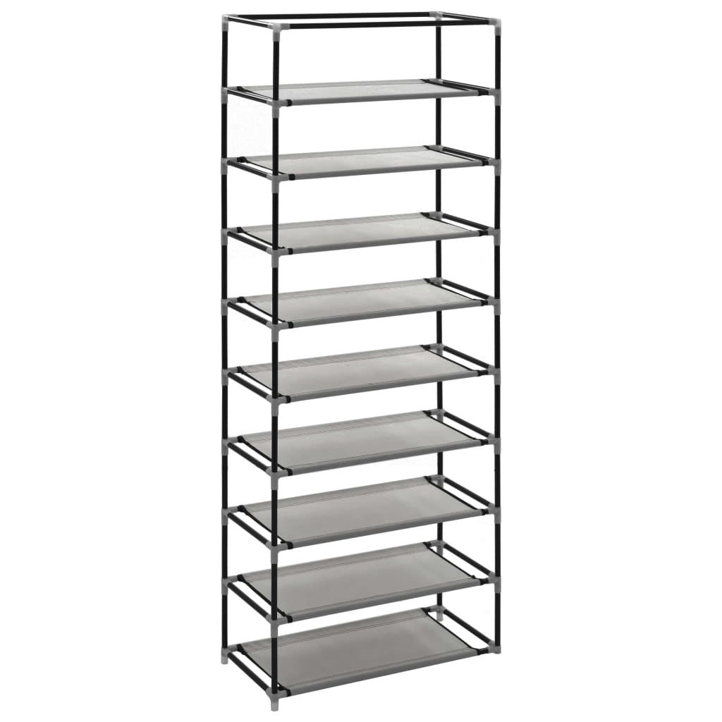 Craft Shoe Cabinet Gray Polypropylene & Iron 10 Tiers