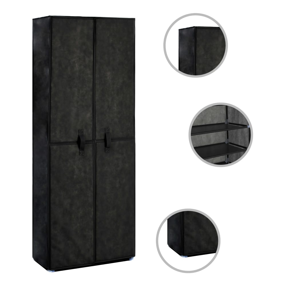 Craft Shoe Cabinet Black Polypropylene & Iron 10 Tiers