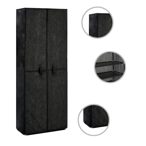 Craft Shoe Cabinet Black Polypropylene & Iron 10 Tiers