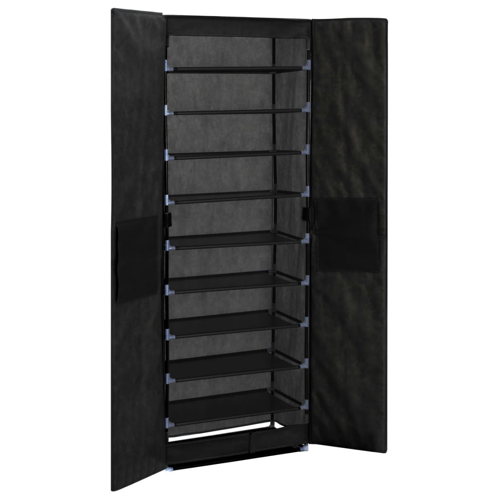 Craft Shoe Cabinet Black Polypropylene & Iron 10 Tiers