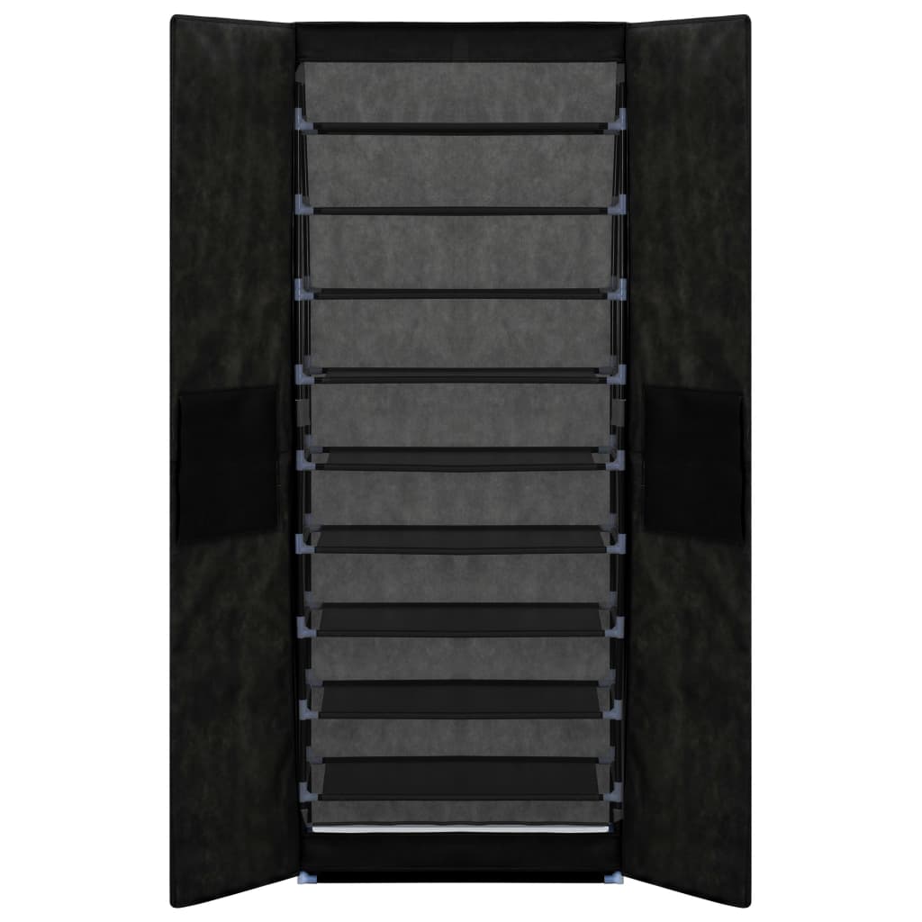 Craft Shoe Cabinet Black Polypropylene & Iron 10 Tiers