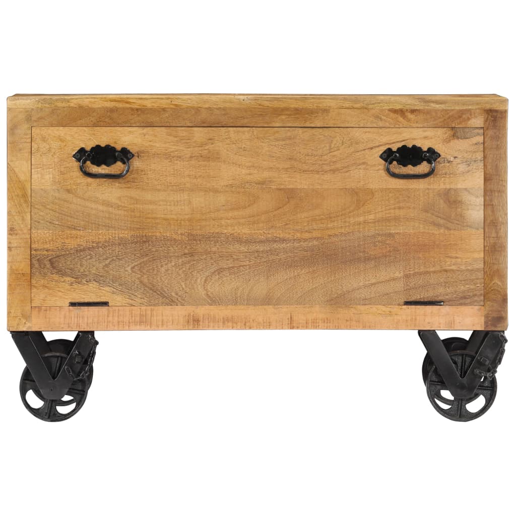 Mode Shoe Cabinet Natural Mango Wood 2 Compartments On Wheels