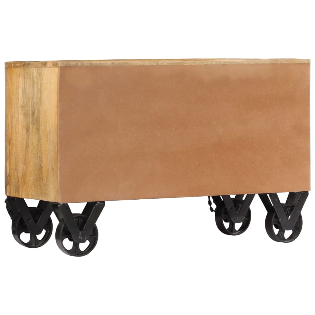 Mode Shoe Cabinet Natural Mango Wood 2 Compartments On Wheels