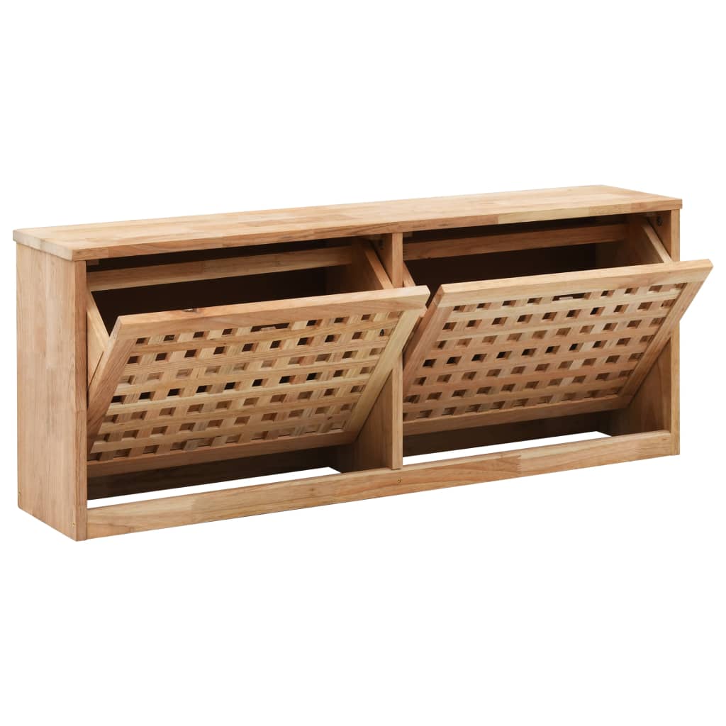 Arc Shoe Organizer Natural Solid Walnut 2 Compartments Wide & Long