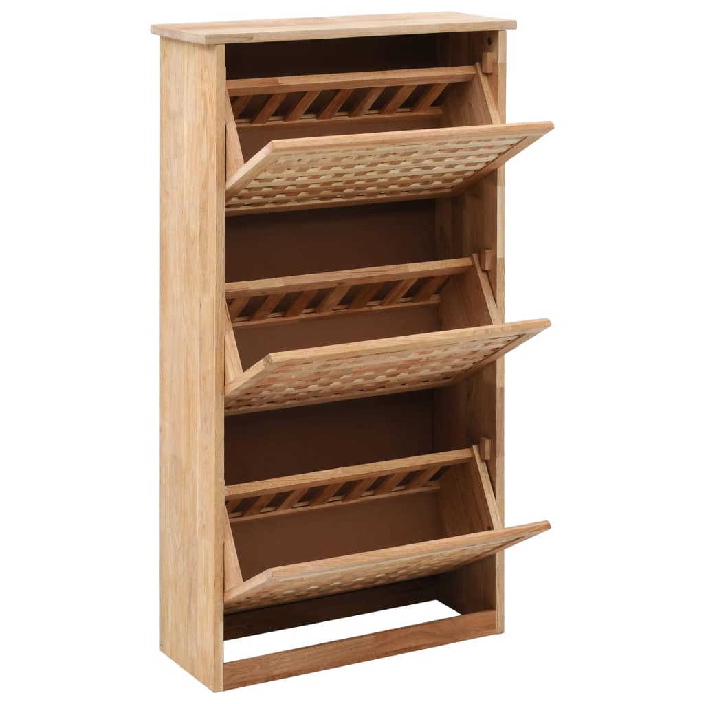 Mode Shoe Organizer Natural Solid Walnut 3 Compartments Tall & Narrow