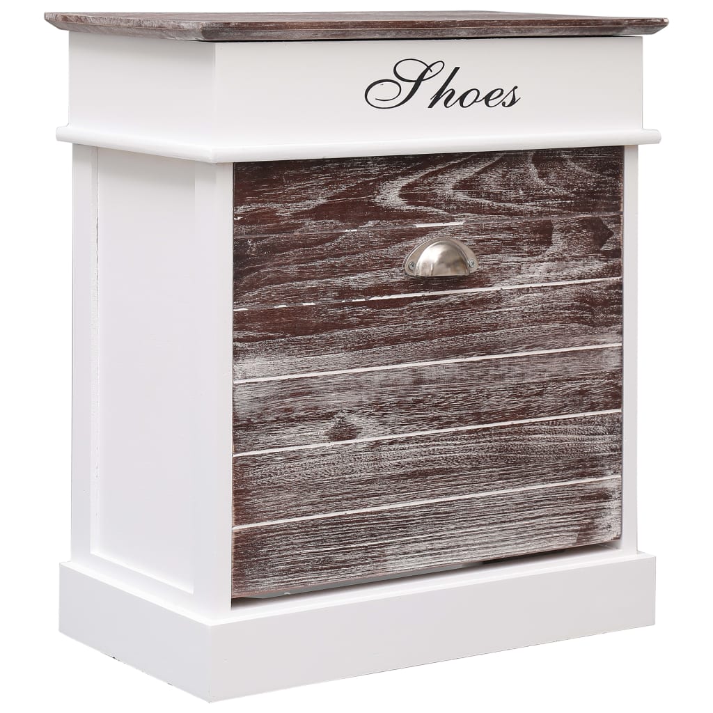 Earth Shoe Cabinet Brown & White Paulownia wood 5 Compartments Rectangular