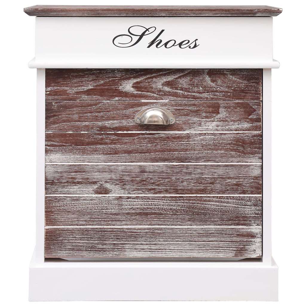 Earth Shoe Cabinet Brown & White Paulownia wood 5 Compartments Rectangular