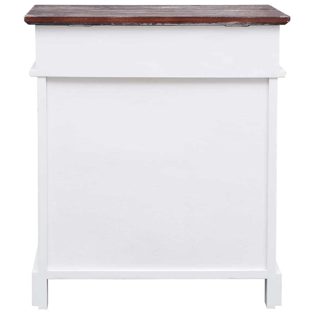 Earth Shoe Cabinet Brown & White Paulownia wood 5 Compartments Rectangular