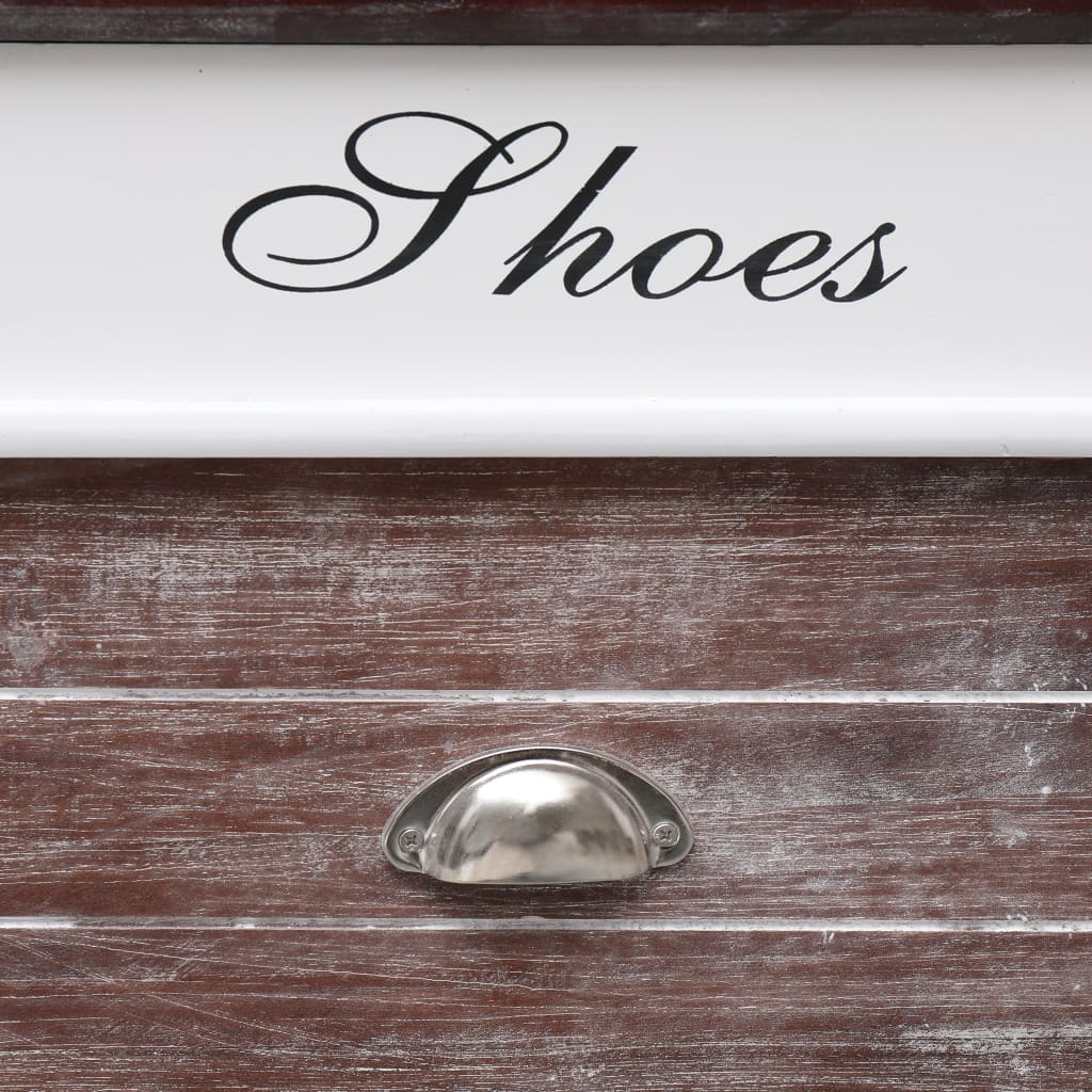 Earth Shoe Cabinet Brown & White Paulownia wood 5 Compartments Rectangular