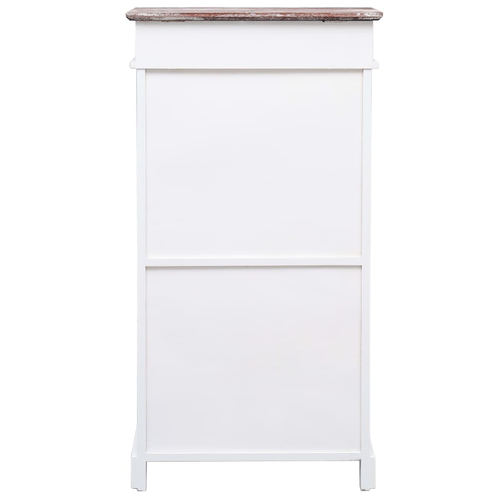 Earth Shoe Cabinet Brown & White Paulownia wood 2 Compartments Tall