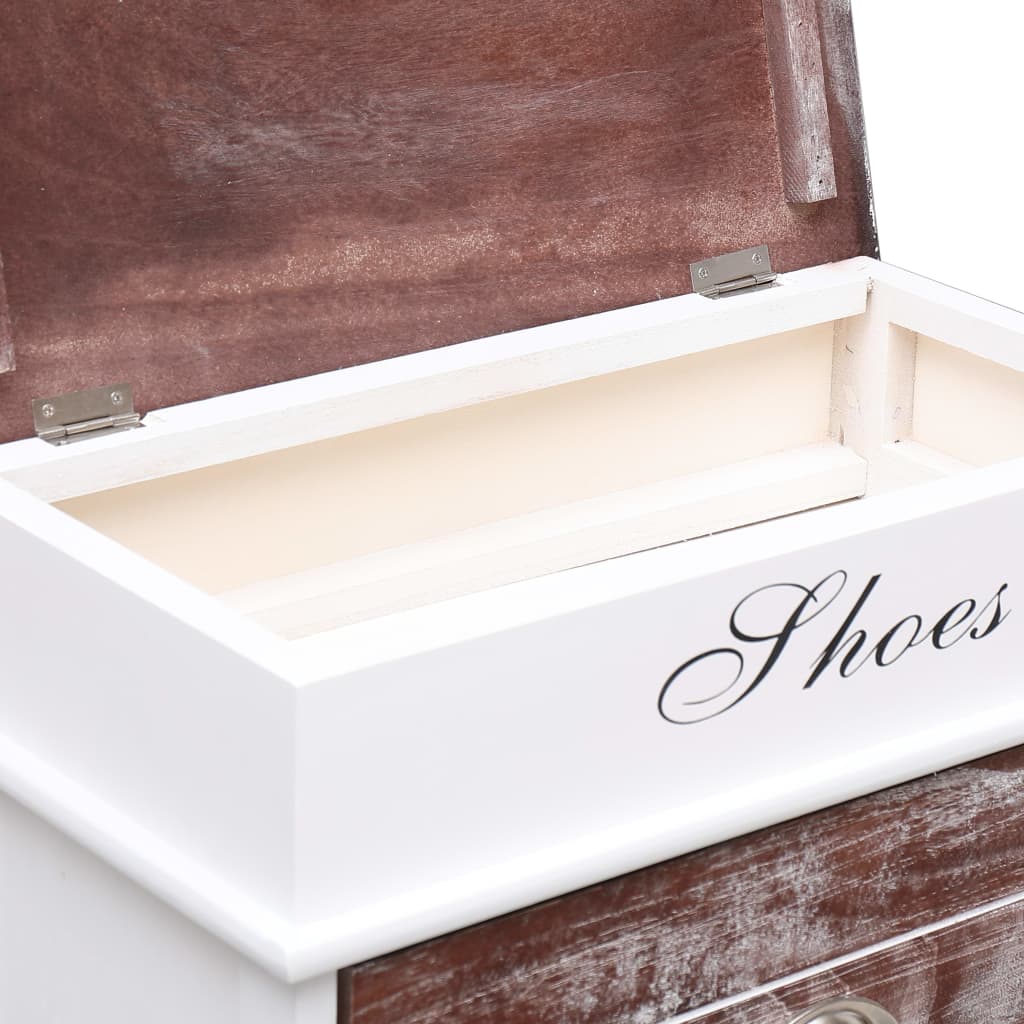 Earth Shoe Cabinet Brown & White Paulownia wood 2 Compartments Tall
