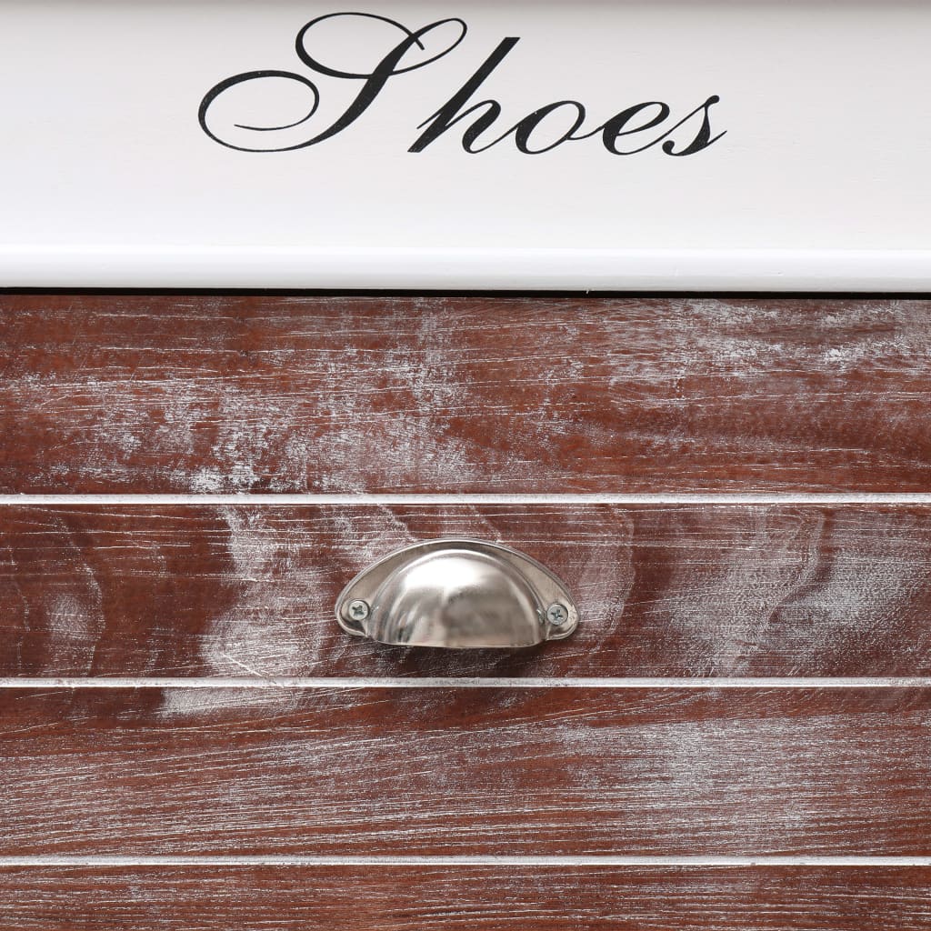 Earth Shoe Cabinet Brown & White Paulownia wood 2 Compartments Tall