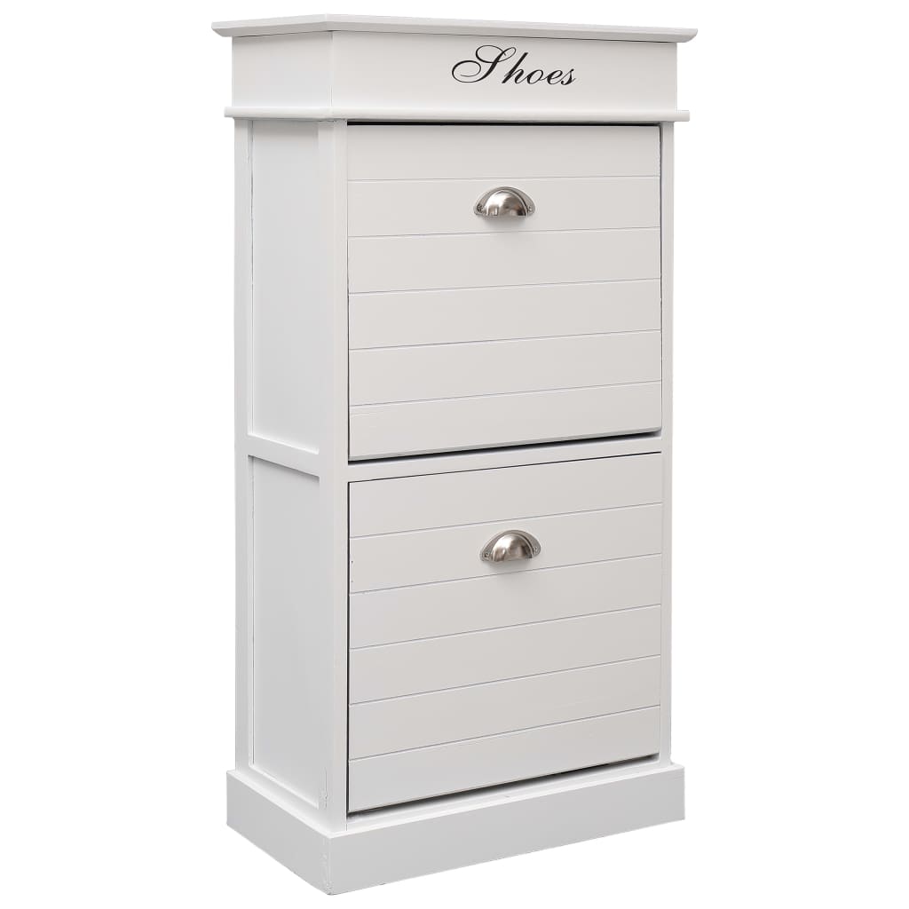 Earth Shoe Cabinet Brown & White Paulownia wood 2 Compartments Tall